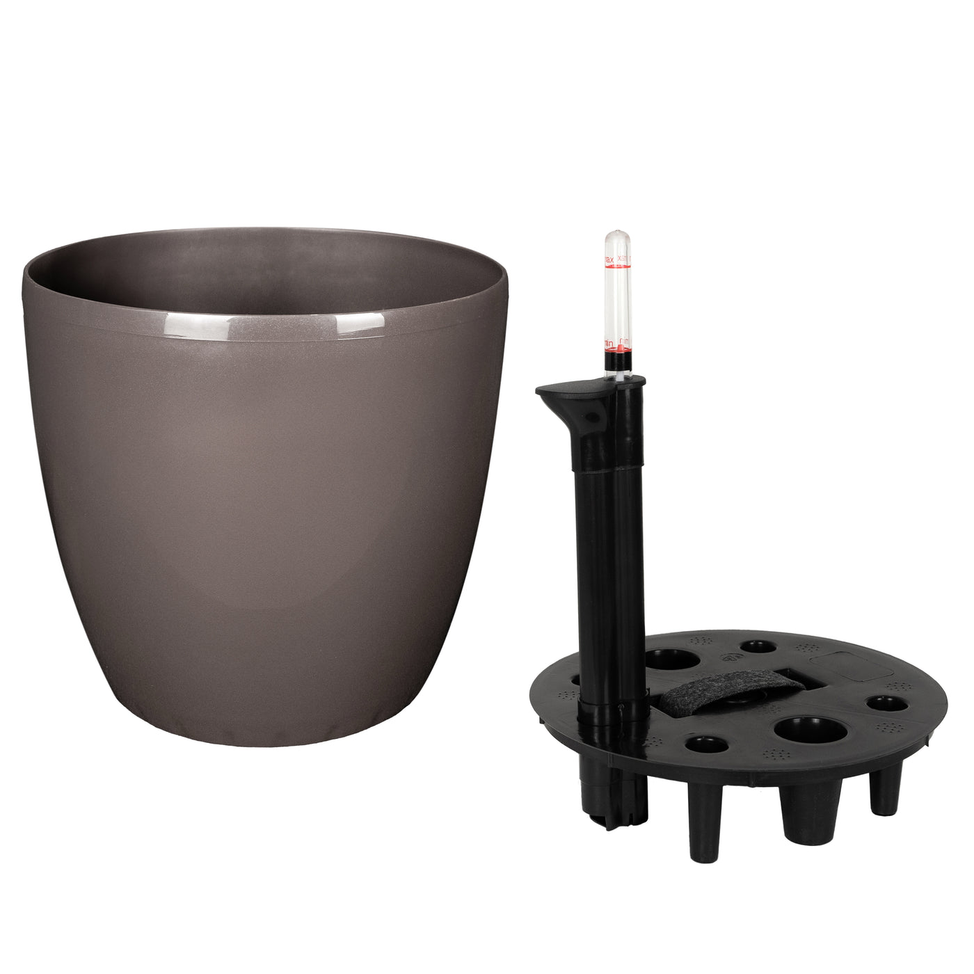 Ghiveci inteligent H26xH28 cm cu set complet udare Classico maro lucios