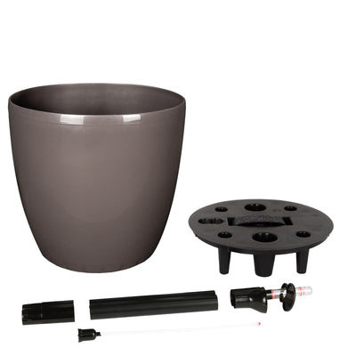 Ghiveci inteligent H26xH28 cm cu set complet udare Classico maro lucios