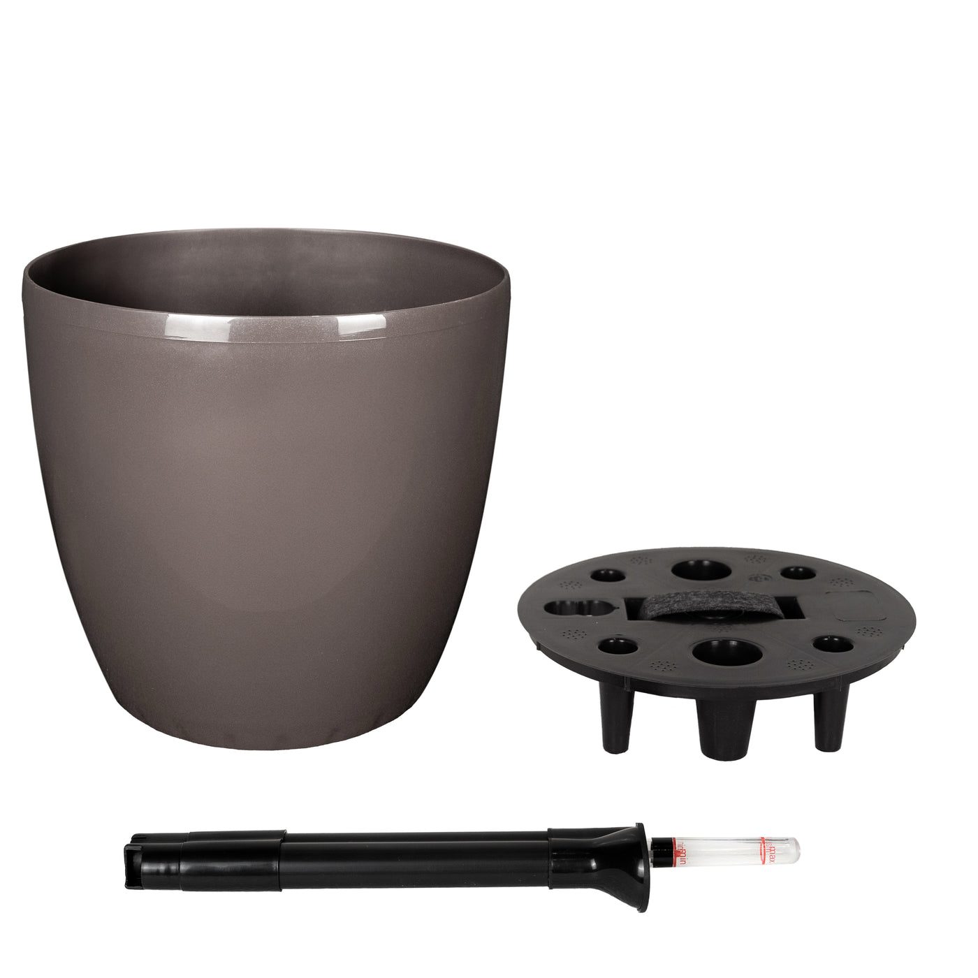 Ghiveci inteligent H26xH28 cm cu set complet udare Classico maro lucios