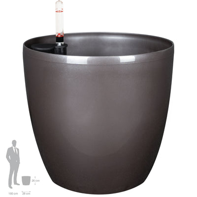 Ghiveci inteligent H26xH28 cm cu set complet udare Classico maro ruginiu lucios