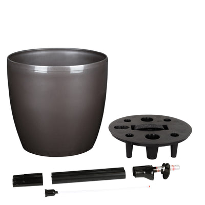 Ghiveci inteligent H26xH28 cm cu set complet udare Classico maro ruginiu lucios