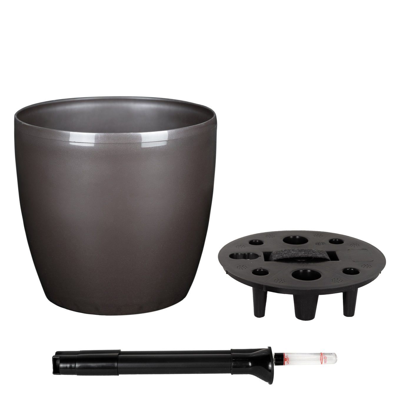 Ghiveci inteligent H26xH28 cm cu set complet udare Classico maro ruginiu lucios