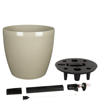 Ghiveci inteligent H26xH28 cm cu set complet udare Classico maro spicy lucios