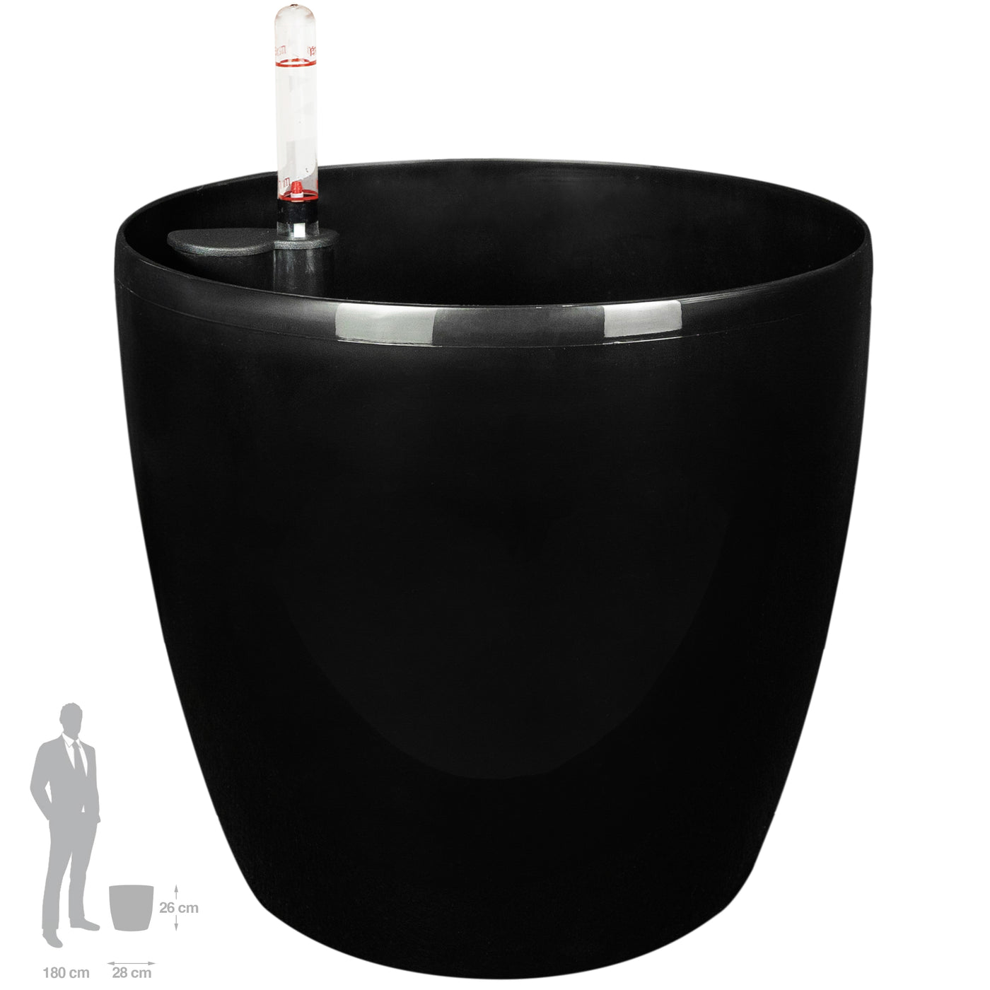 Ghiveci inteligent H26xH28 cm cu set complet udare Classico negru lucios