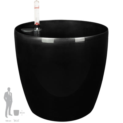 Ghiveci inteligent H26xH28 cm cu set complet udare Classico negru lucios