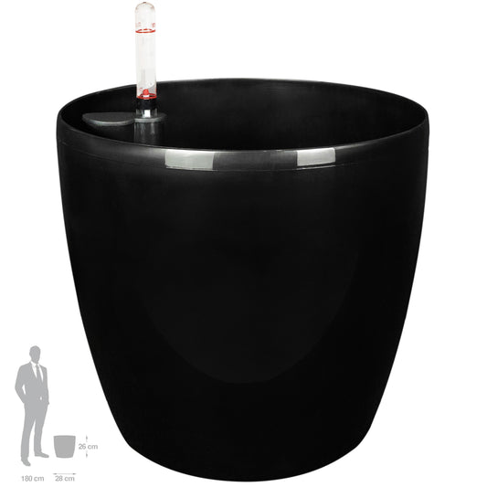 Ghiveci inteligent H26xH28 cm cu set complet udare Classico negru lucios