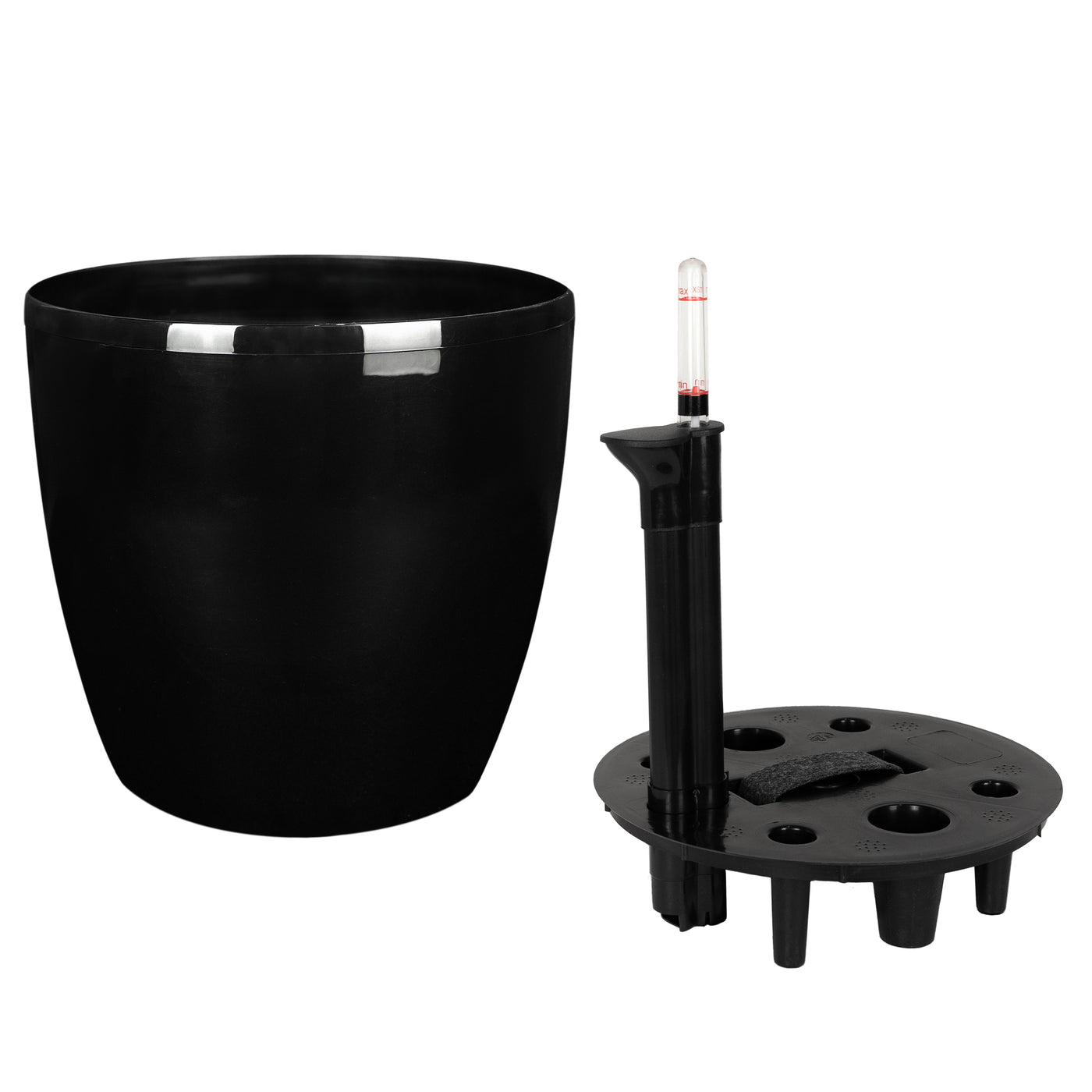 Ghiveci inteligent H26xH28 cm cu set complet udare Classico negru lucios