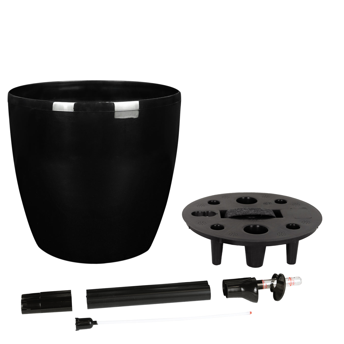 Ghiveci inteligent H26xH28 cm cu set complet udare Classico negru lucios