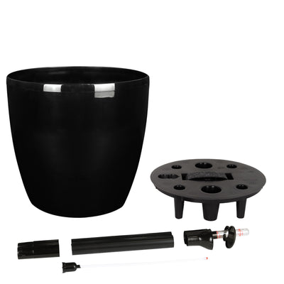 Ghiveci inteligent H26xH28 cm cu set complet udare Classico negru lucios