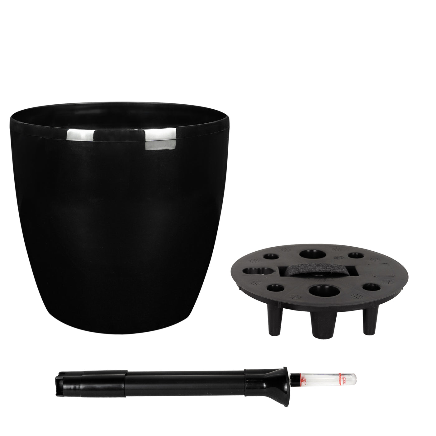 Ghiveci inteligent H26xH28 cm cu set complet udare Classico negru lucios