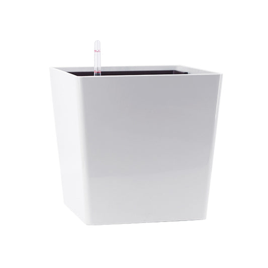 Ghiveci inteligent H28.5x27.5x27.5 cm RobertoRossi Cube alb lucios
