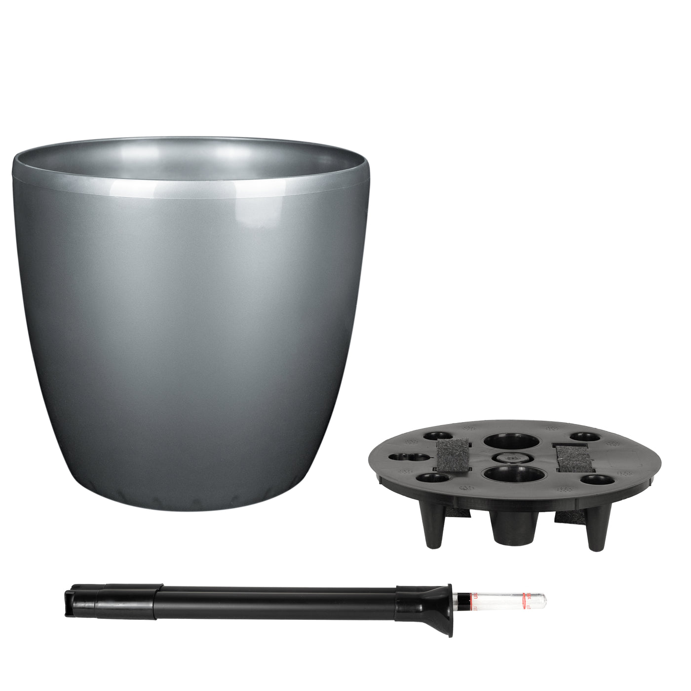 Ghiveci inteligent H32xD35 cm cu set complet udare Classico antracit metal lucios