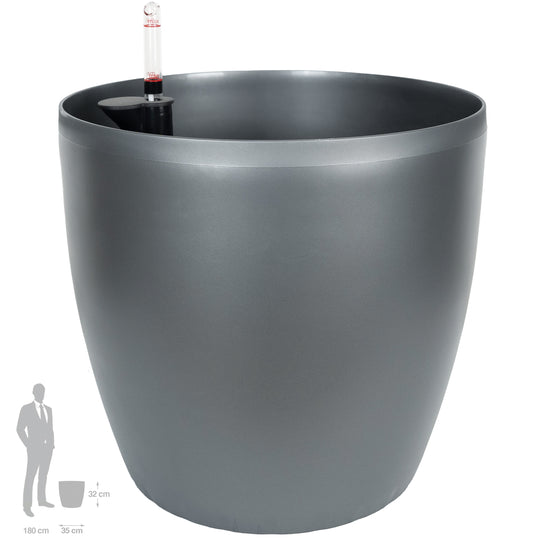 Ghiveci inteligent H32xD35 cm cu set complet udare Classico cu set complet udare. antracit metal mat