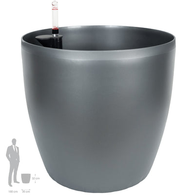 Ghiveci inteligent H32xD35 cm cu set complet udare Classico cu set complet udare. antracit metal mat