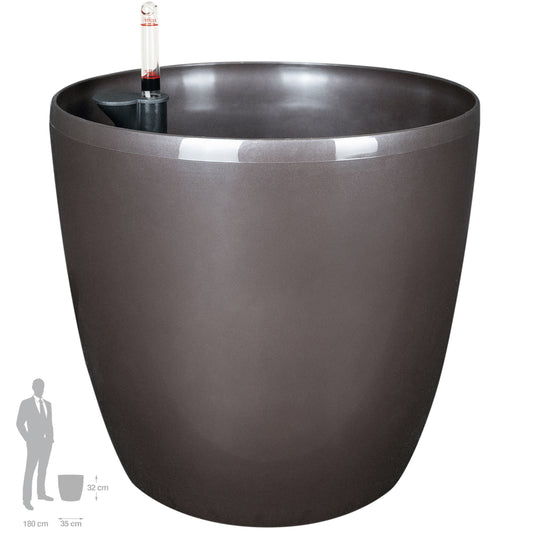 Ghiveci inteligent H32xD35 cm cu set complet udare Classico maro ruginiu lucios