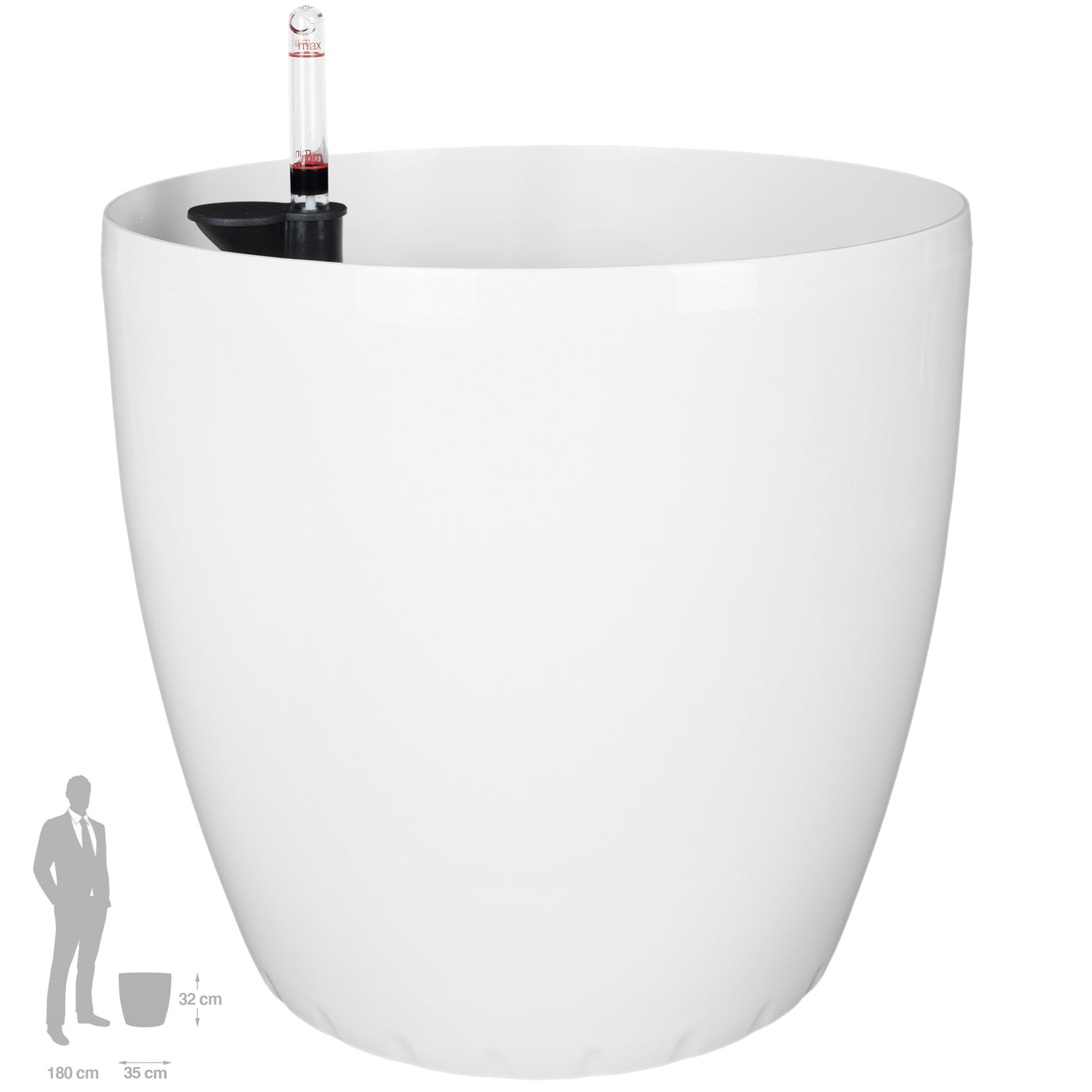 Ghiveci inteligent H32xD35 cm cu set complet udare si roti Classico alb lucios