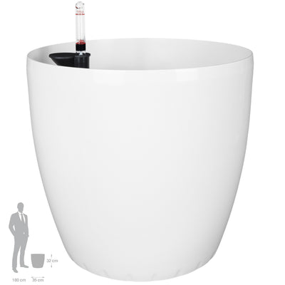 Ghiveci inteligent H32xD35 cm cu set complet udare si roti Classico alb lucios
