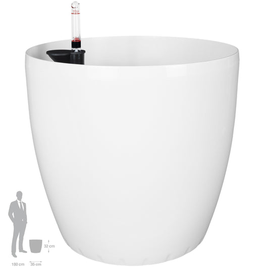 Ghiveci inteligent H32xD35 cm cu set complet udare si roti Classico alb lucios