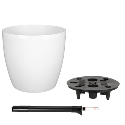Ghiveci inteligent H32xD35 cm cu set complet udare si roti Classico alb lucios