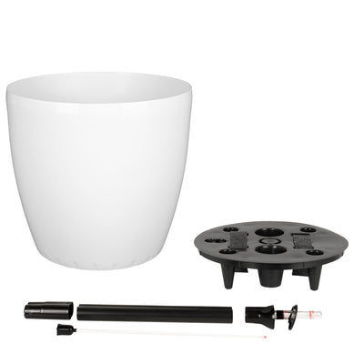 Ghiveci inteligent H32xD35 cm cu set complet udare si roti Classico alb lucios