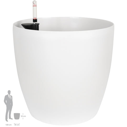 Ghiveci inteligent H32xD35 cm cu set complet udare si roti Classico alb mat