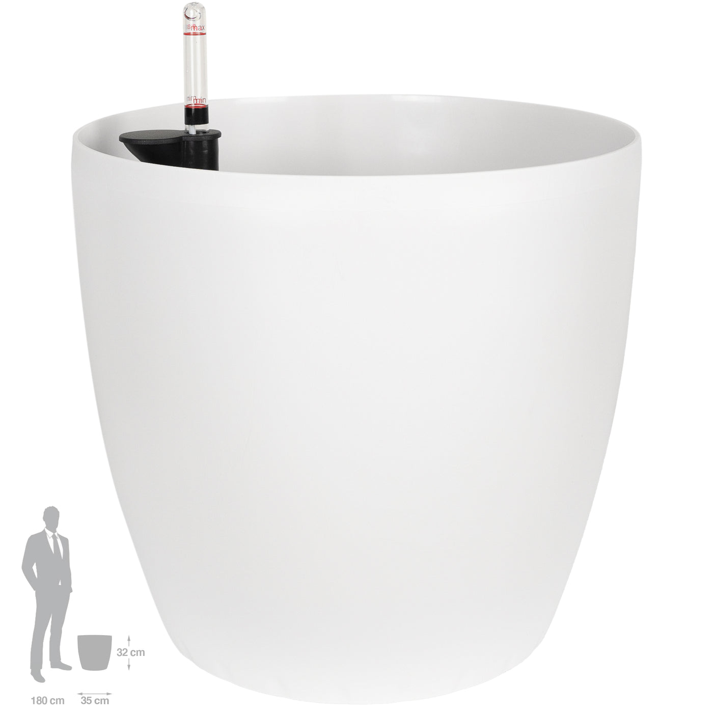 Ghiveci inteligent H32xD35 cm cu set complet udare si roti Classico alb mat