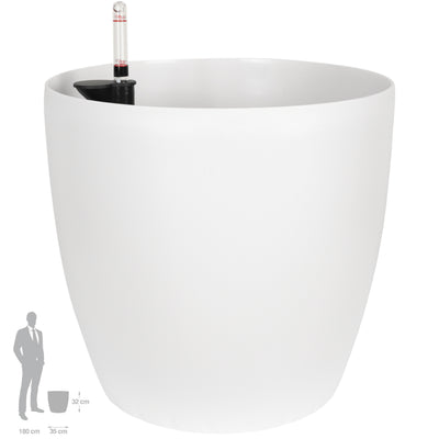 Ghiveci inteligent H32xD35 cm cu set complet udare si roti Classico alb mat