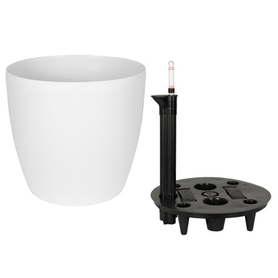 Ghiveci inteligent H32xD35 cm cu set complet udare si roti Classico alb mat