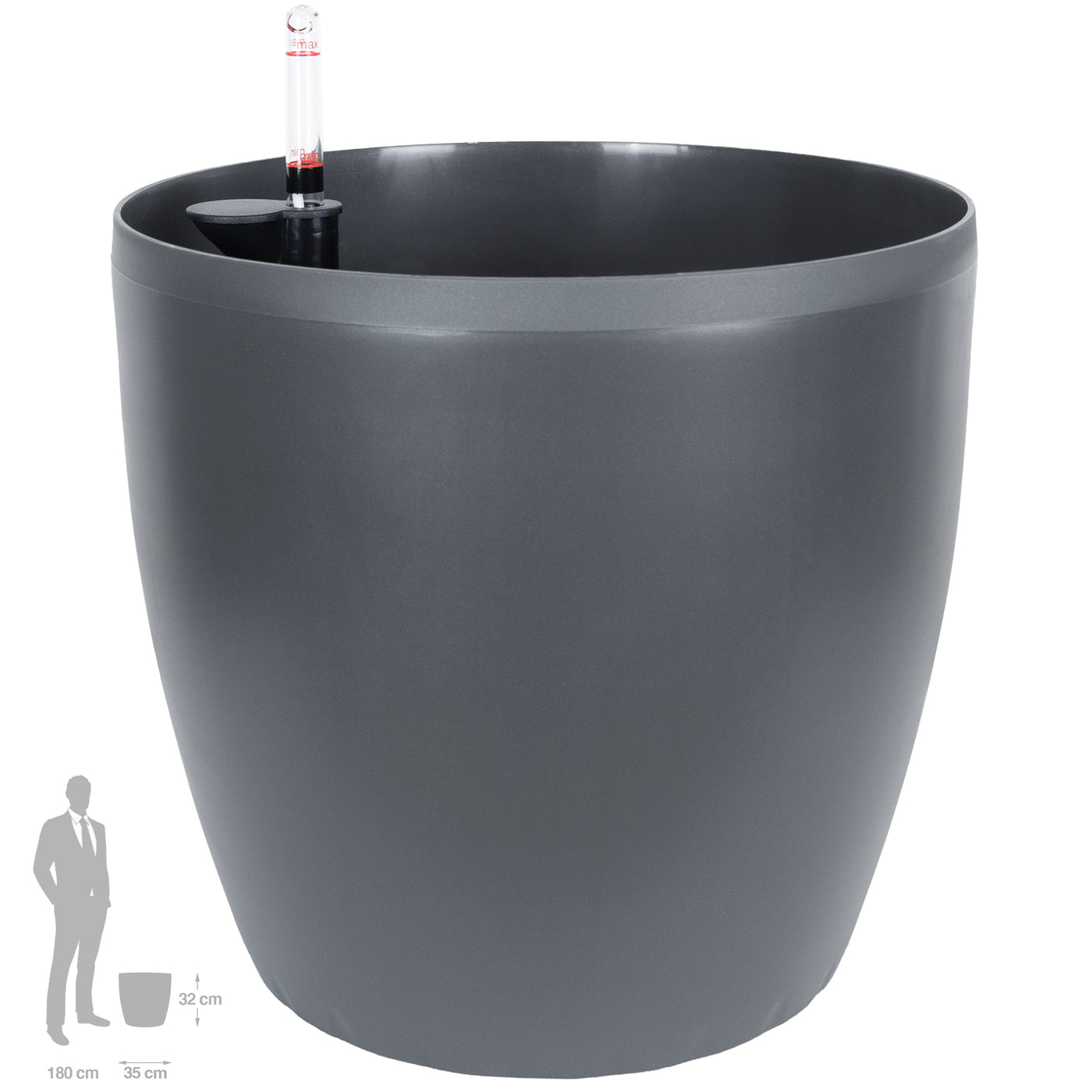 Ghiveci inteligent H32xD35 cm cu set complet udare si roti Classico antracit mat