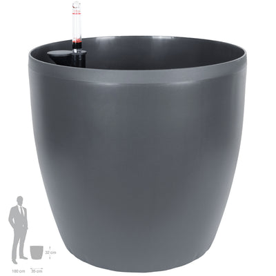 Ghiveci inteligent H32xD35 cm cu set complet udare si roti Classico antracit mat