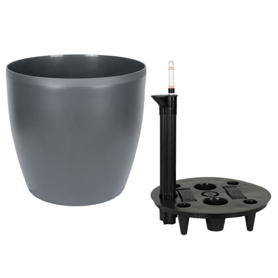 Ghiveci inteligent H32xD35 cm cu set complet udare si roti Classico antracit mat