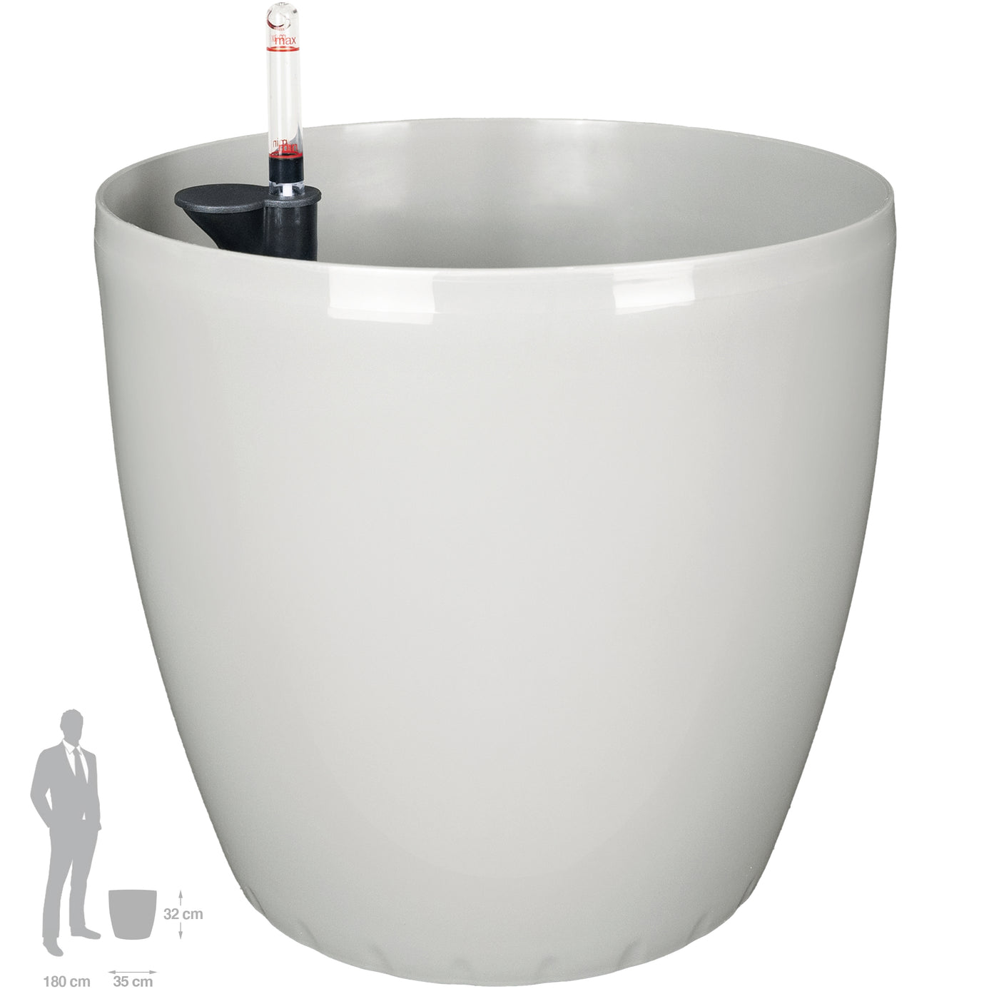 Ghiveci inteligent H32xD35 cm cu set complet udare si roti Classico gri silk