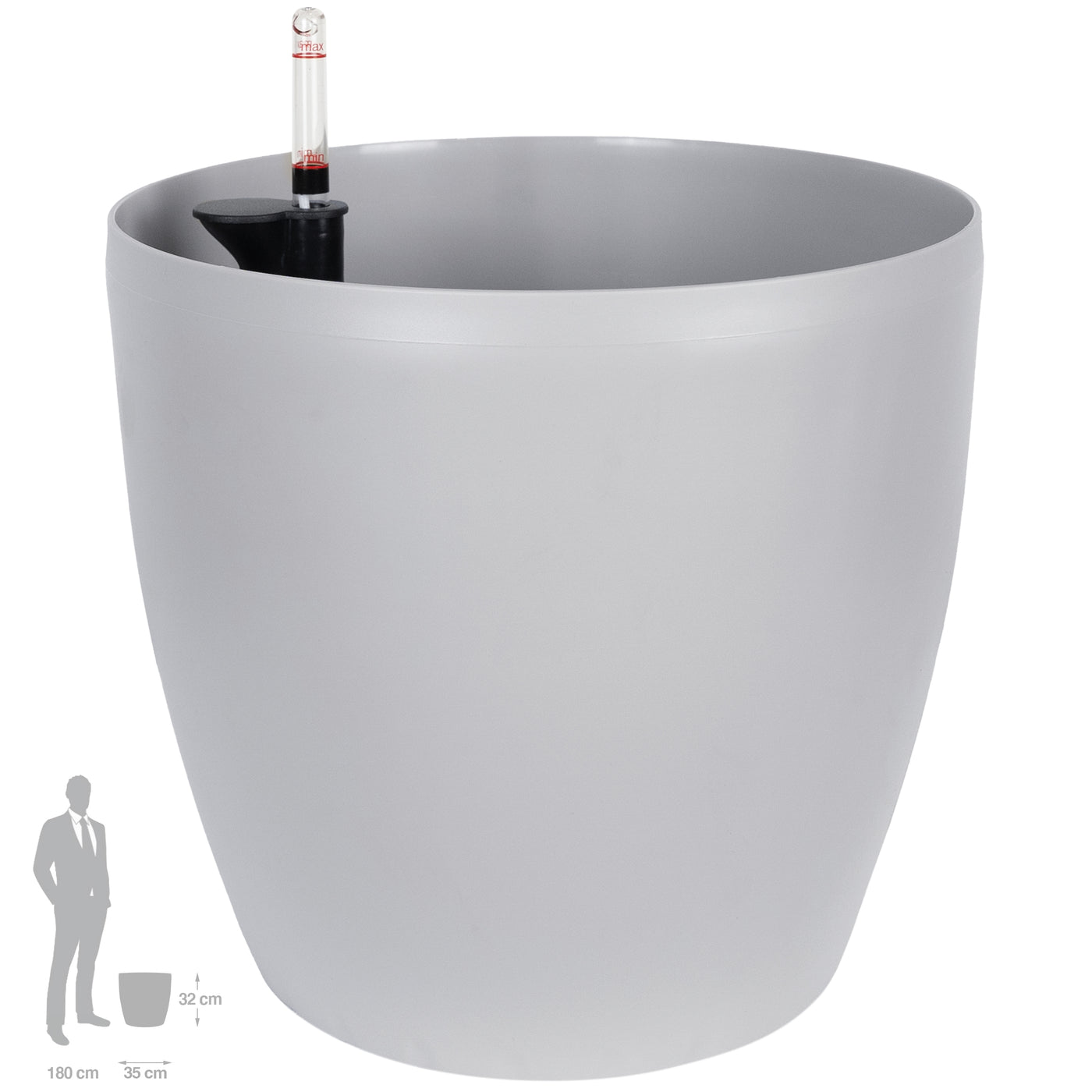 Ghiveci inteligent H32xD35 cm cu set complet udare si roti Classico gri silk mat