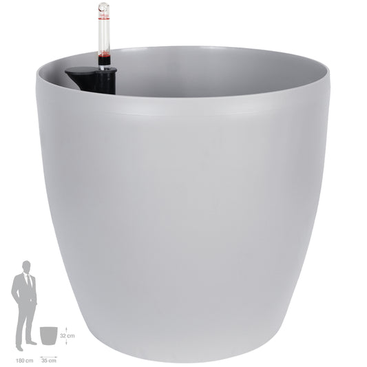 Ghiveci inteligent H32xD35 cm cu set complet udare si roti Classico gri silk mat