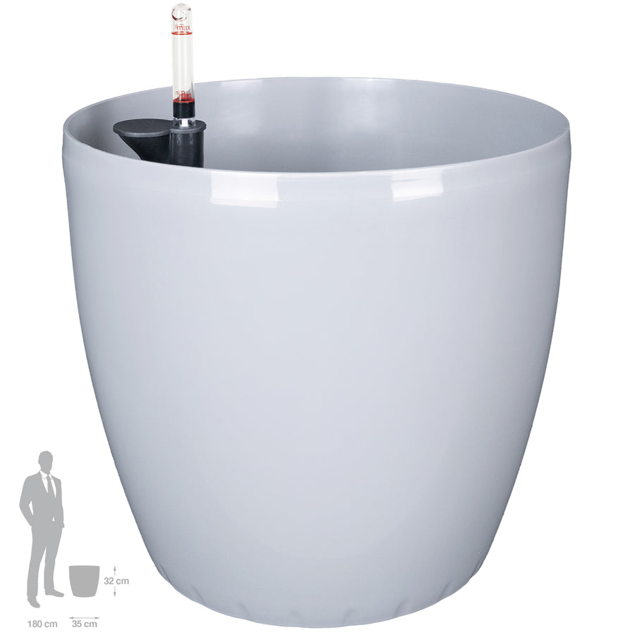 Ghiveci inteligent H32xD35 cm cu set complet udare si roti Classico gri urban lucios