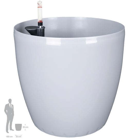 Ghiveci inteligent H32xD35 cm cu set complet udare si roti Classico gri urban lucios