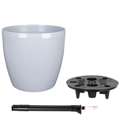 Ghiveci inteligent H32xD35 cm cu set complet udare si roti Classico gri urban lucios