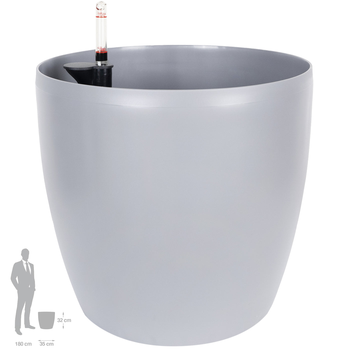 Ghiveci inteligent H32xD35 cm cu set complet udare si roti Classico gri urban mat