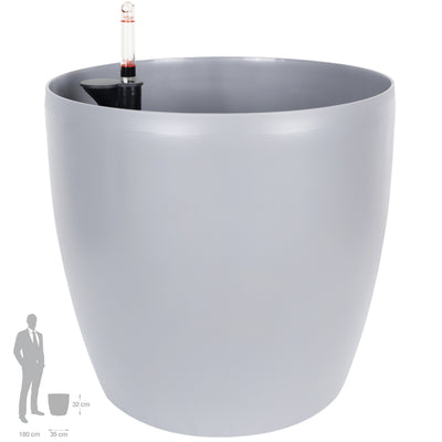 Ghiveci inteligent H32xD35 cm cu set complet udare si roti Classico gri urban mat