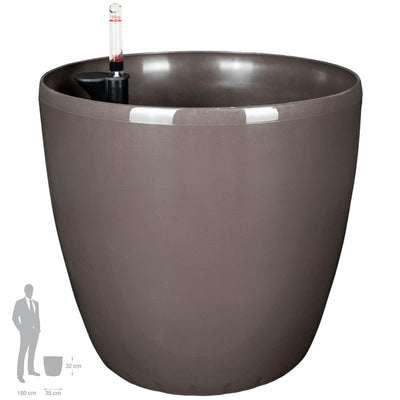 Ghiveci inteligent H32xD35 cm cu set complet udare si roti Classico maro lucios