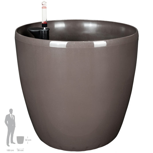 Ghiveci inteligent H32xD35 cm cu set complet udare si roti Classico maro lucios