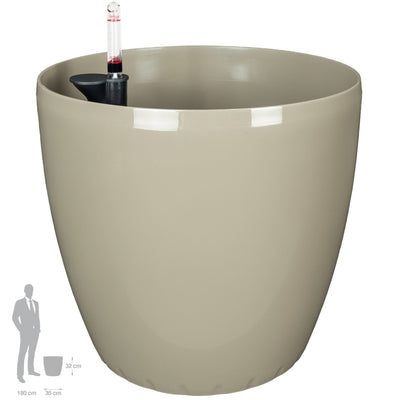 Ghiveci inteligent H32xD35 cm cu set complet udare si roti Classico maro spicy lucios