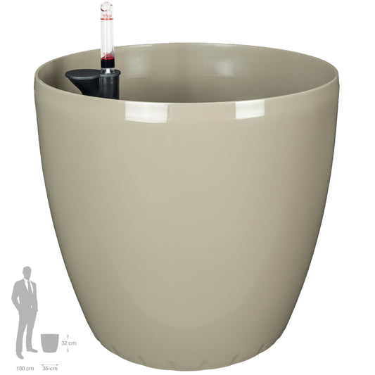 Ghiveci inteligent H32xD35 cm cu set complet udare si roti Classico maro spicy lucios