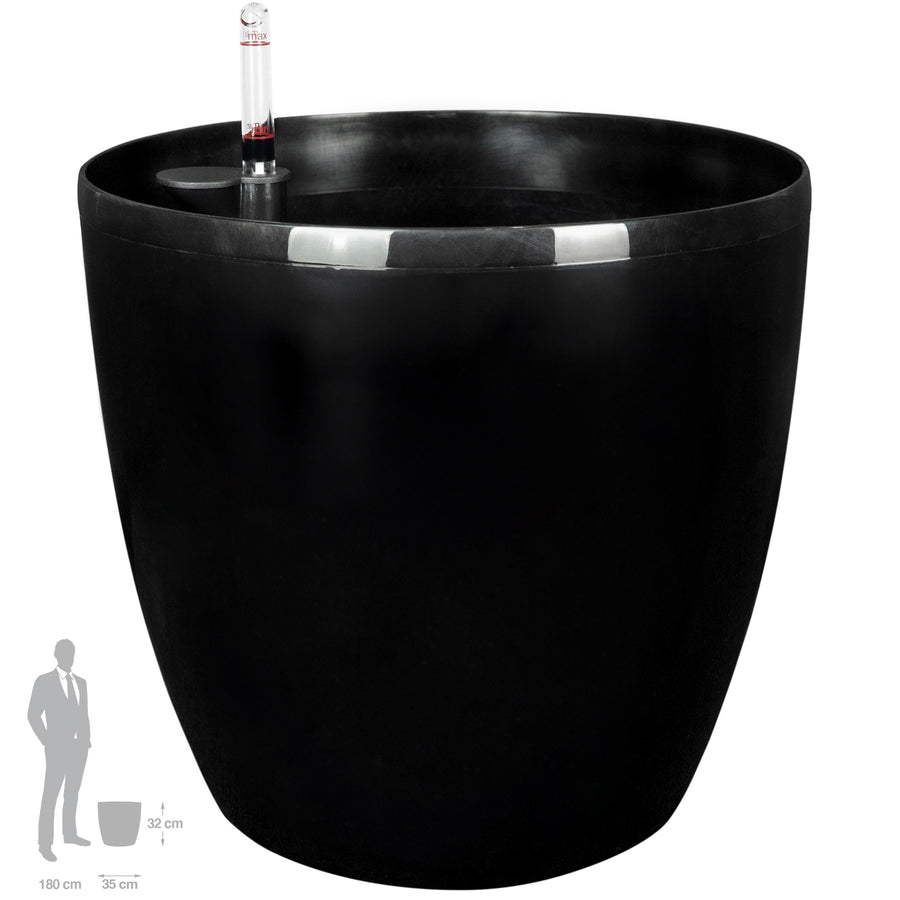 Ghiveci inteligent H32xD35 cm cu set complet udare si roti Classico negru lucios