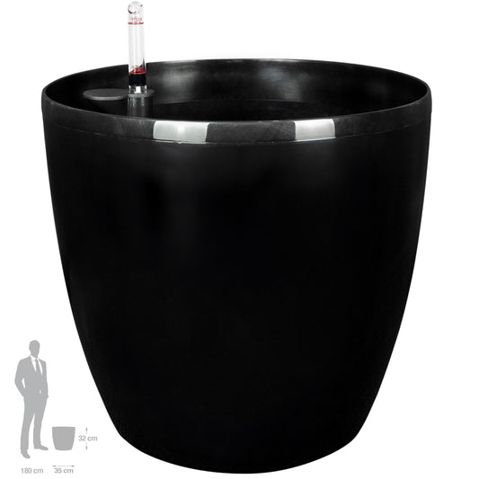 Ghiveci inteligent H32xD35 cm cu set complet udare si roti Classico negru lucios