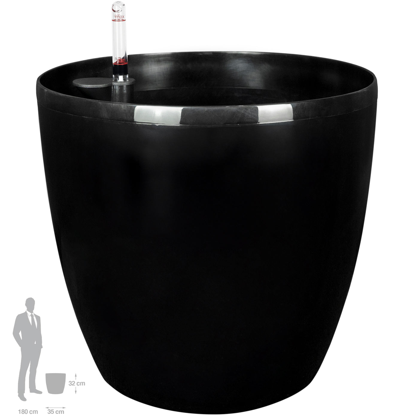 Ghiveci inteligent H32xD35 cm cu set complet udare si roti Classico negru lucios