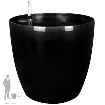 Ghiveci inteligent H32xD35 cm cu set complet udare si roti Classico negru lucios