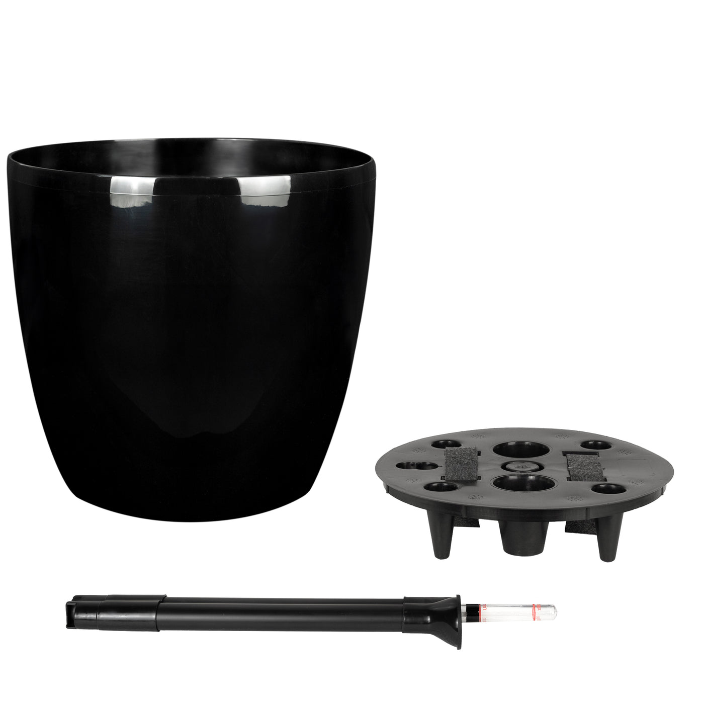 Ghiveci inteligent H32xD35 cm cu set complet udare si roti Classico negru lucios