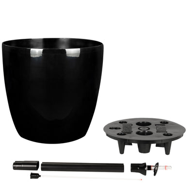 Ghiveci inteligent H32xD35 cm cu set complet udare si roti Classico negru lucios