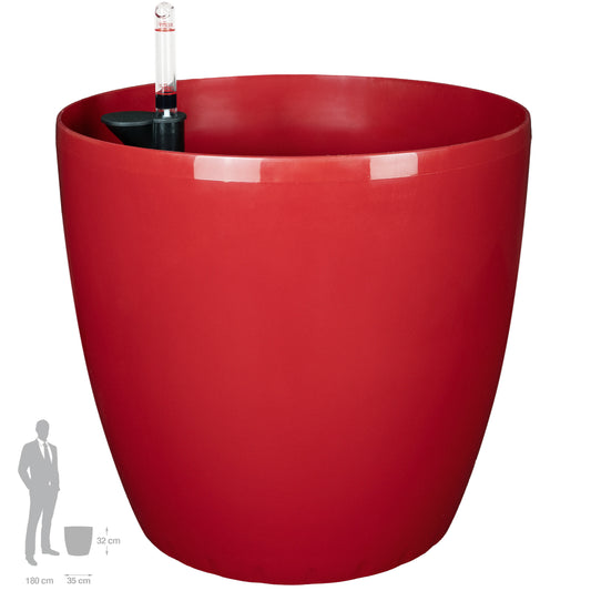 Ghiveci inteligent H32xD35 cm cu set complet udare si roti Classico rosu intens lucios